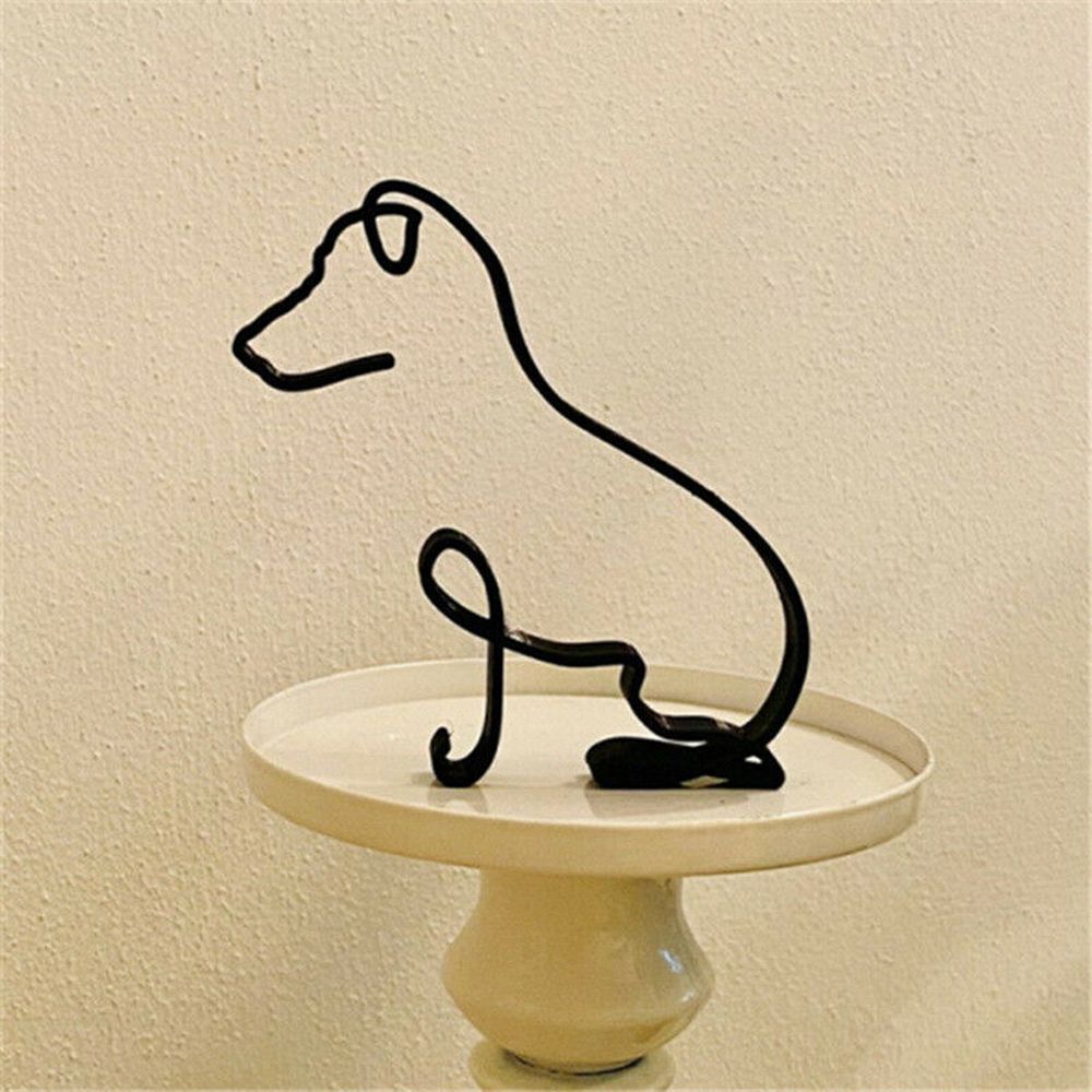 Minimalist Metal Cat and Dog Ornament