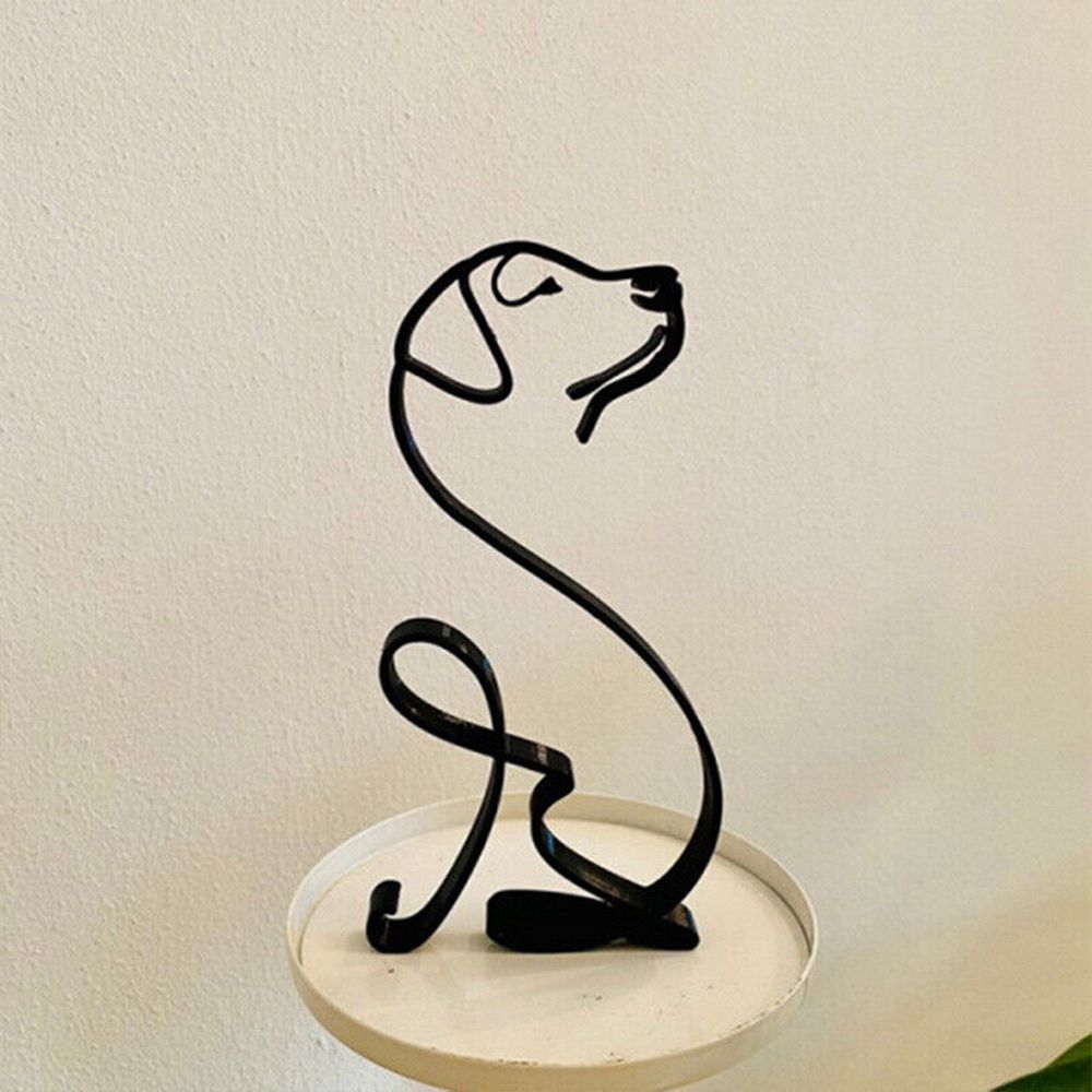 Minimalist Metal Cat and Dog Ornament