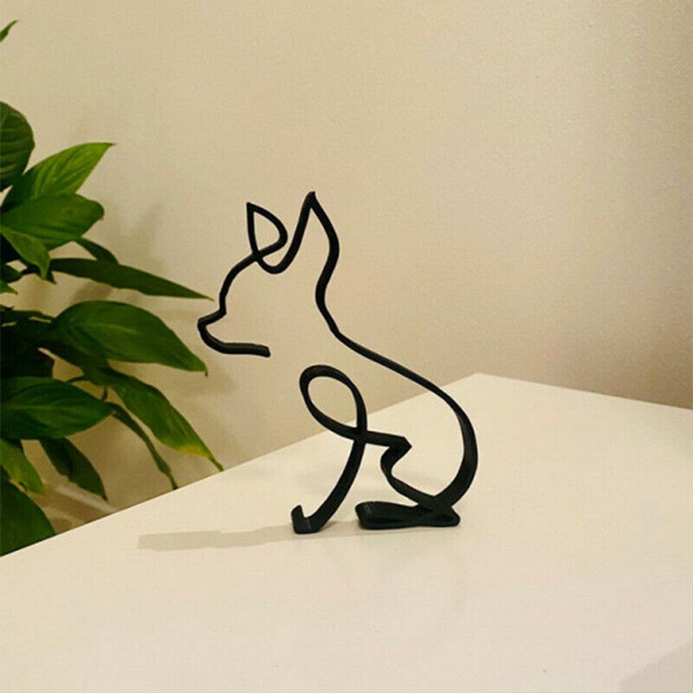 Minimalist Metal Cat and Dog Ornament