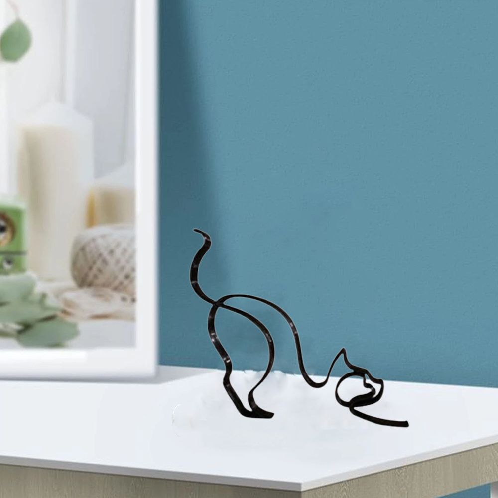 Minimalist Metal Cat and Dog Ornament