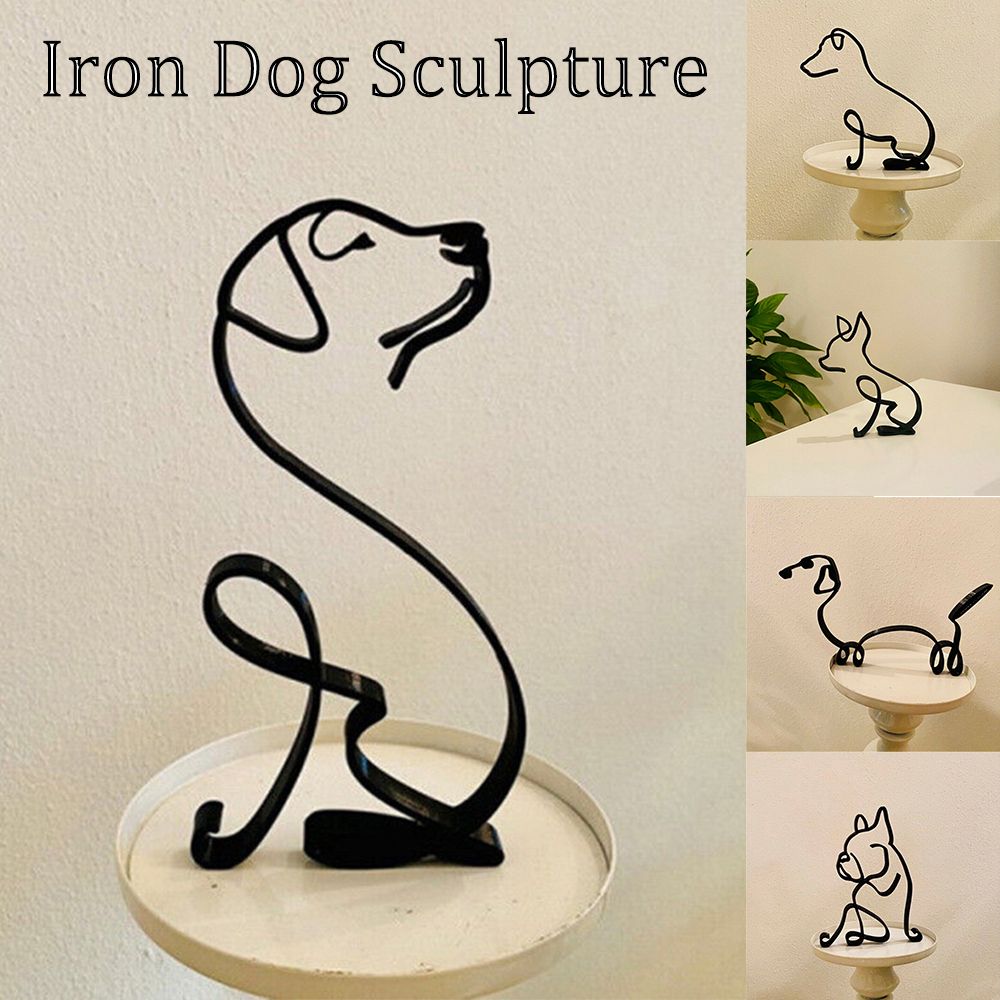 Minimalist Metal Cat and Dog Ornament