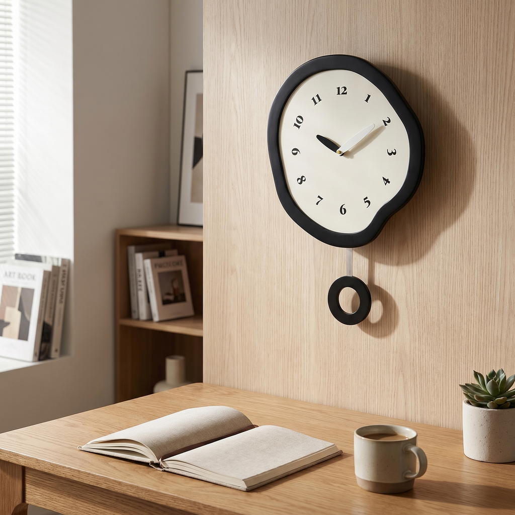 Abstract Silent Wall Clock, MDF and Acrylic, Pendulum Option - product view 4
