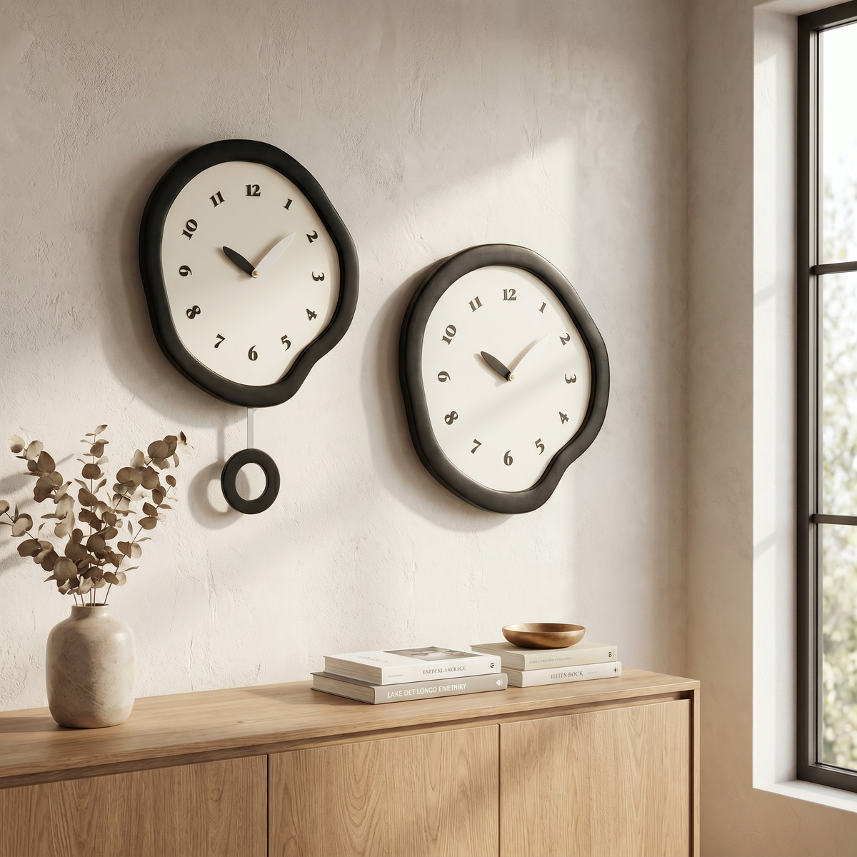 Abstract Silent Wall Clock, MDF and Acrylic, Pendulum Option - product view 2