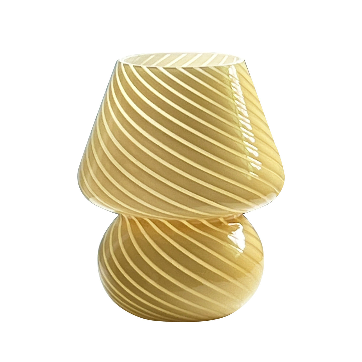 Swirled Glass Mushroom Lamp, USB-Powered Dimmable Table Light - Beige