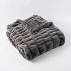 Ruched Faux Rabbit Fur Throw Blanket, Double-Sided Soft Texture — product view 14