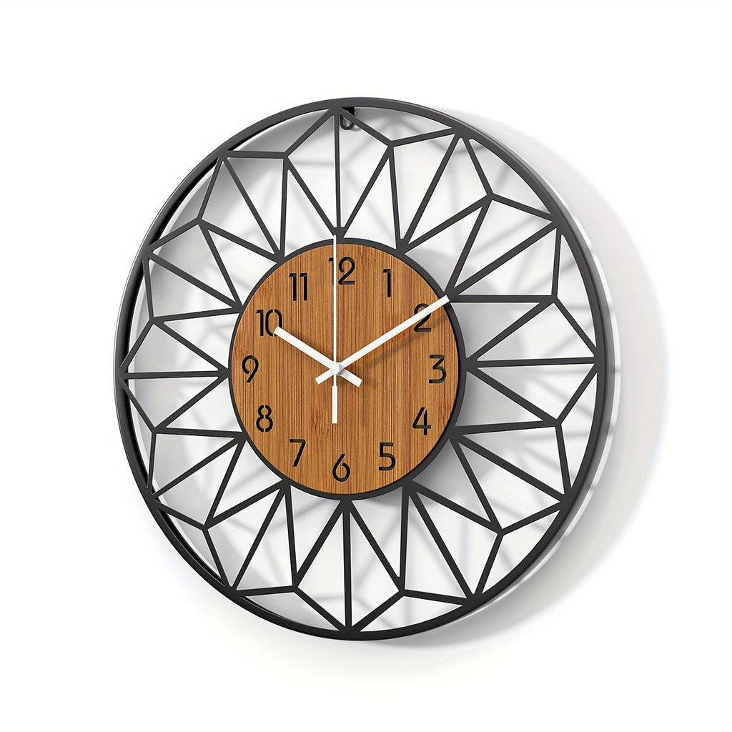 Silent Metal Wall Clock with Wood-Grain Centre — product view 11
