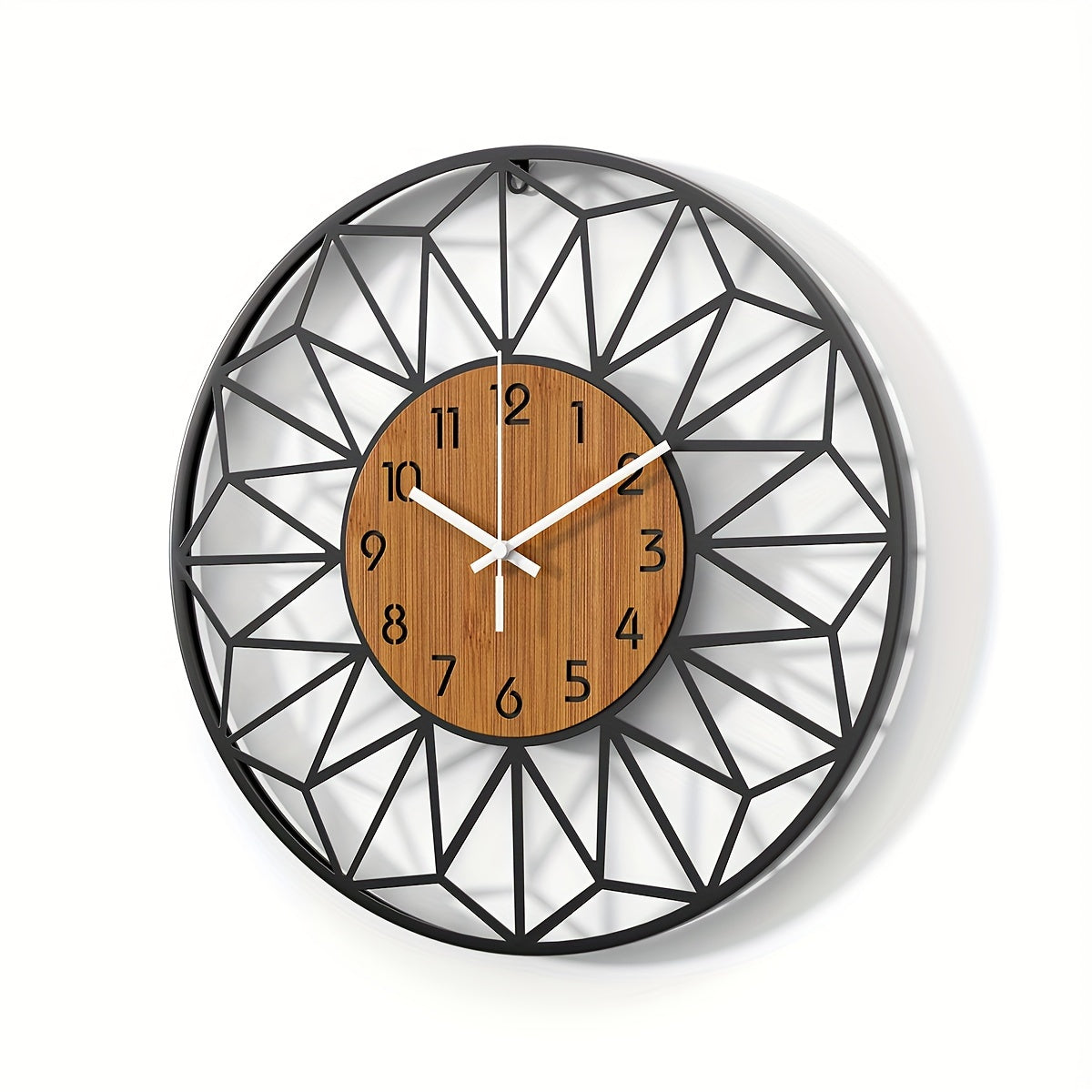 Silent Metal Wall Clock with Wood-Grain Centre — product view 11