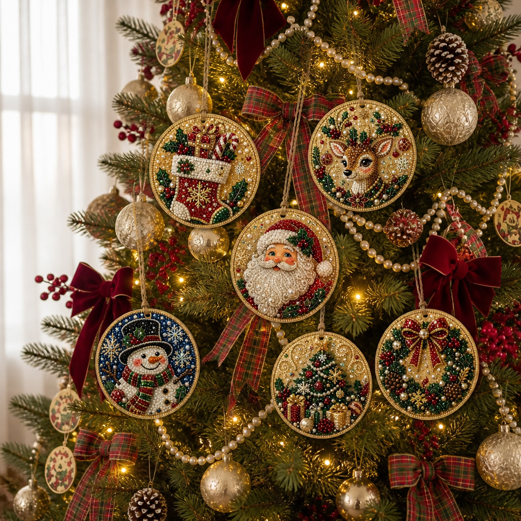 Beaded Gemstone Christmas Ornament Kit, Set of 6