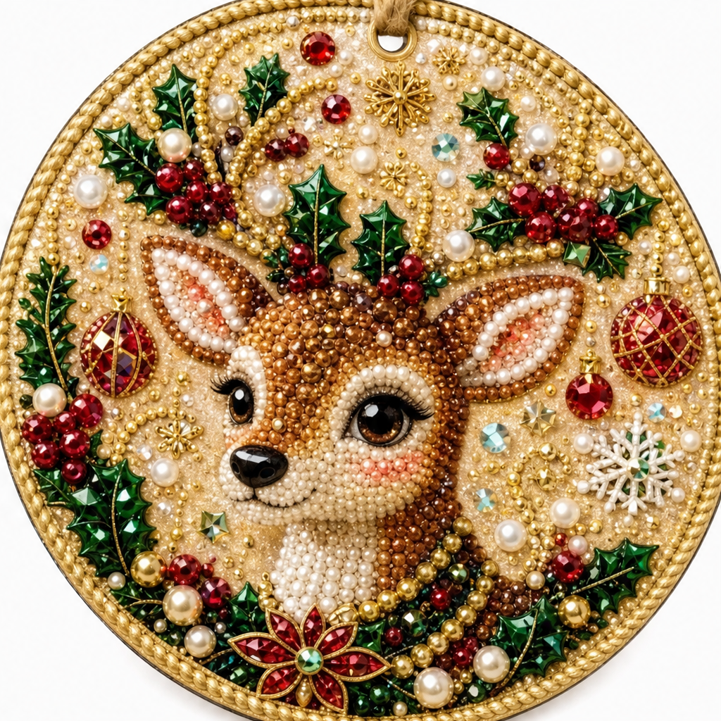 Beaded Gemstone Christmas Ornament Kit, Set of 6