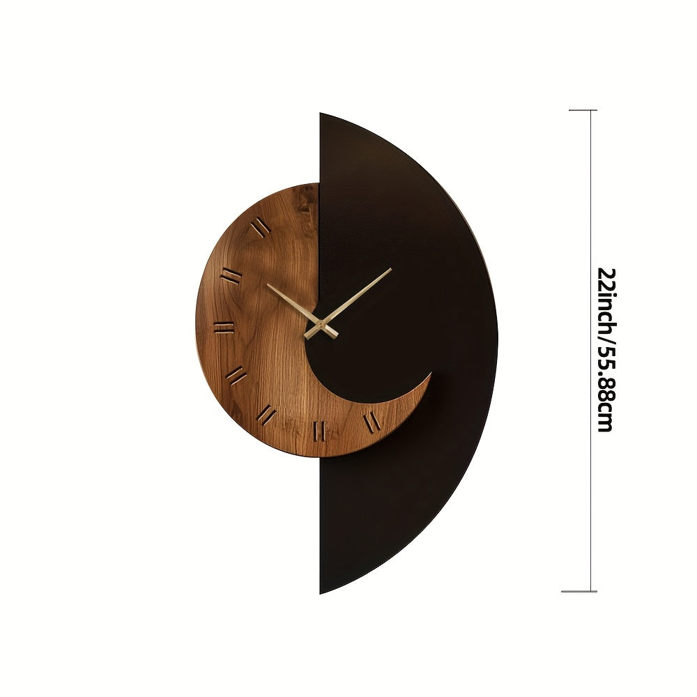 Half-Moon Wooden Wall Clock with Silent Movement — product view 5