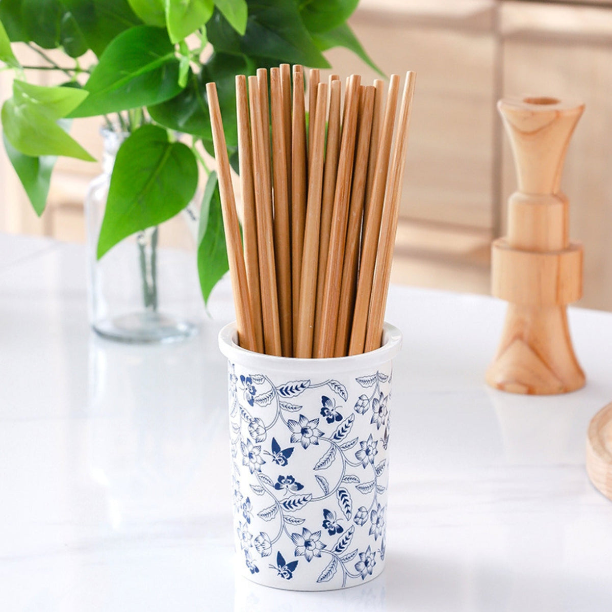 Floral Ceramic Utensil Holder for Kitchen Worktops - product view 2