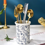 Floral Ceramic Utensil Holder for Kitchen Worktops - product view 1