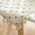 Blue Daisy Linen Tablecloth