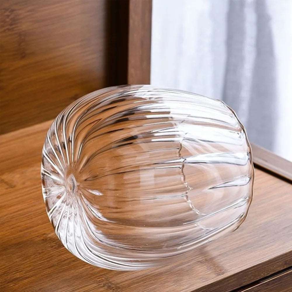 Ribbed Glass Storage Jar with Wooden Lid