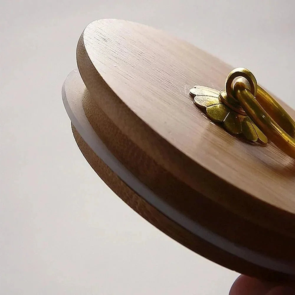 Ribbed Glass Storage Jar with Wooden Lid
