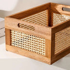 Rattan and Wood Storage Box