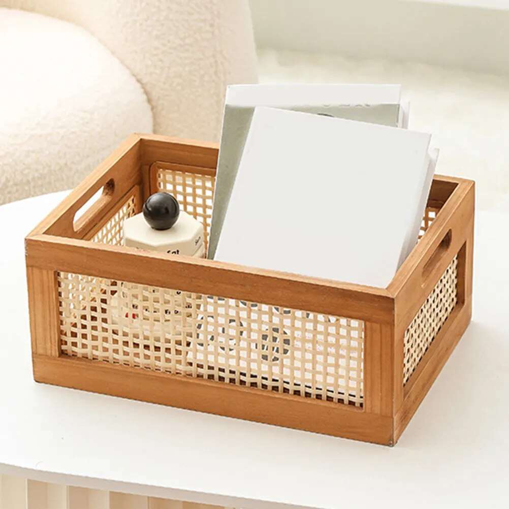 Rattan and Wood Storage Box
