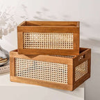 Rattan and Wood Storage Box