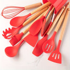 Silicone Kitchen Utensil Set with Wooden Handles, 12 Pieces — product view 10