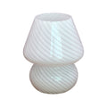 Swirled Glass Mushroom Lamp, USB-Powered Dimmable Table Light - White