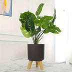 Modern Round Planter with Wooden Legs