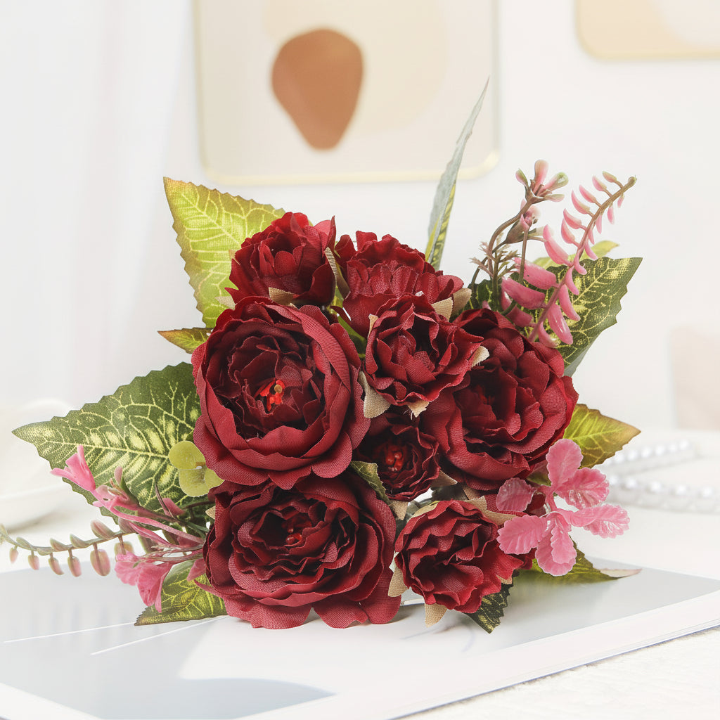 Artificial Peony Bouquet, Layered Decorative Flowers — product view 2