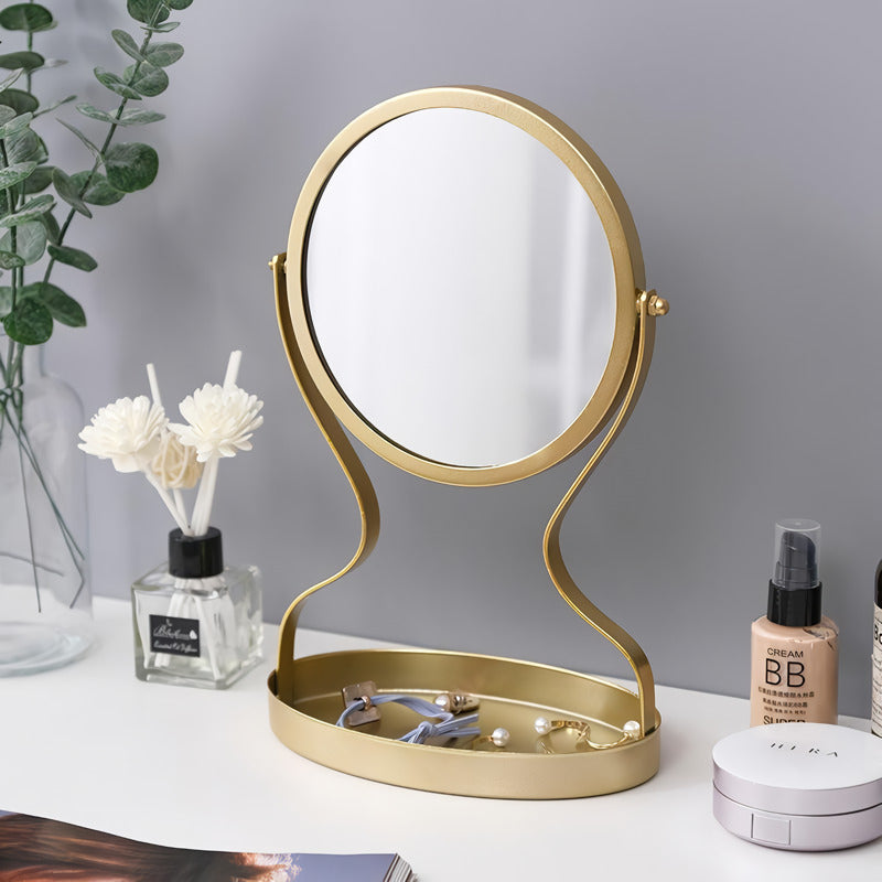 Metal Vanity Mirror with Jewellery Storage