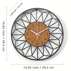 Silent Metal Wall Clock with Wood-Grain Centre — product view 9
