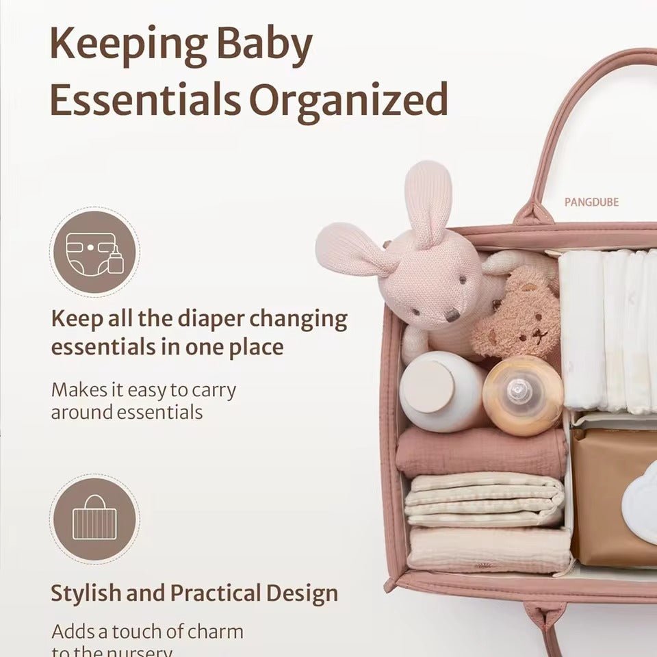 Cotton Nappy Caddy with Removable Divider, 38 x 25 x 18 cm