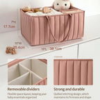 Cotton Nappy Caddy with Removable Divider, 38 x 25 x 18 cm