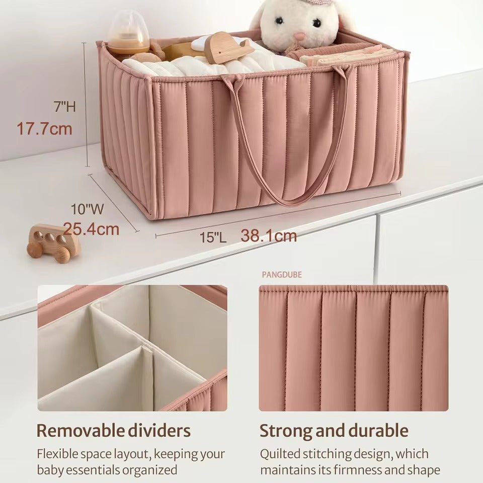 Cotton Nappy Caddy with Removable Divider, 38 x 25 x 18 cm