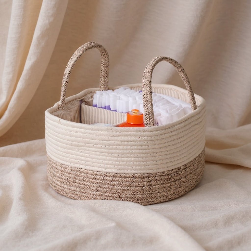 Cotton Storage Caddy with Divider, 38 x 25 x 17 cm