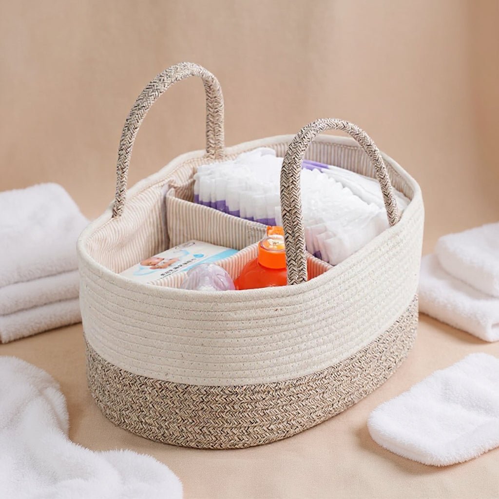 Cotton Storage Caddy with Divider, 38 x 25 x 17 cm