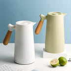 Insulated Stainless Steel Carafe with Wooden Handle, 1 L