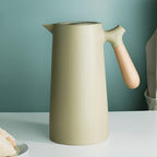 Insulated Stainless Steel Carafe with Wooden Handle, 1 L