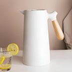 Insulated Stainless Steel Carafe with Wooden Handle, 1 L