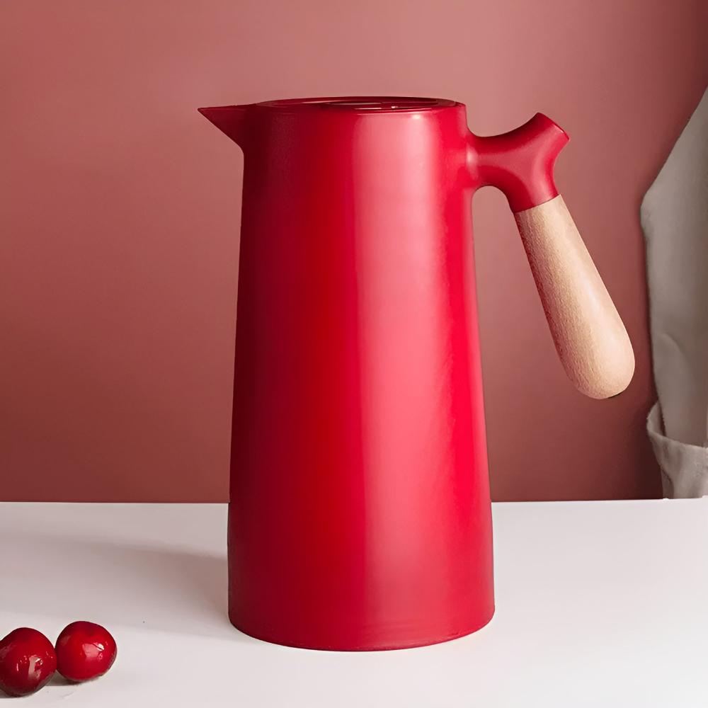 Insulated Stainless Steel Carafe with Wooden Handle, 1 L