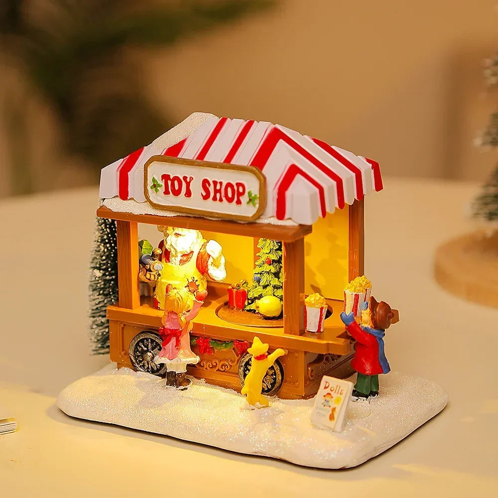 Battery-Powered Musical LED Christmas Toy Shop Scene