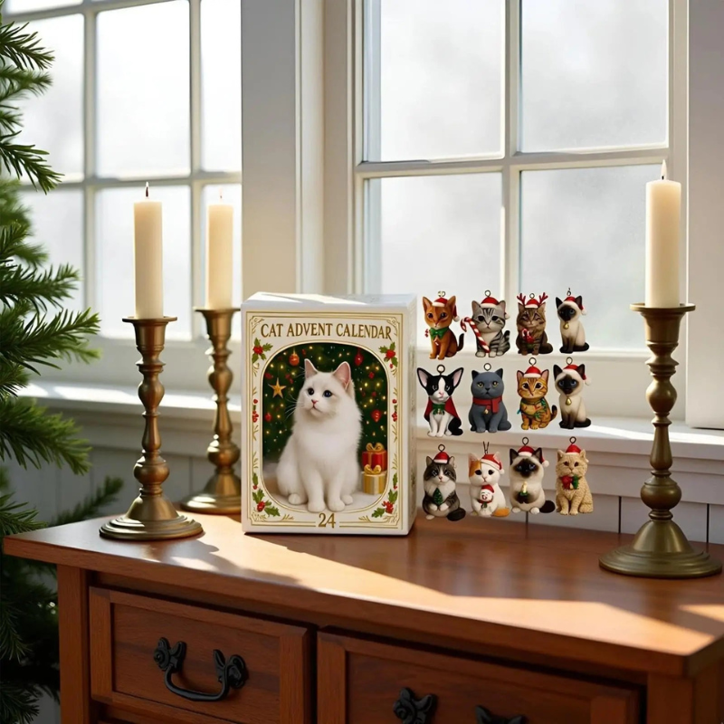 Cat-Themed Christmas Tree Advent Calendar