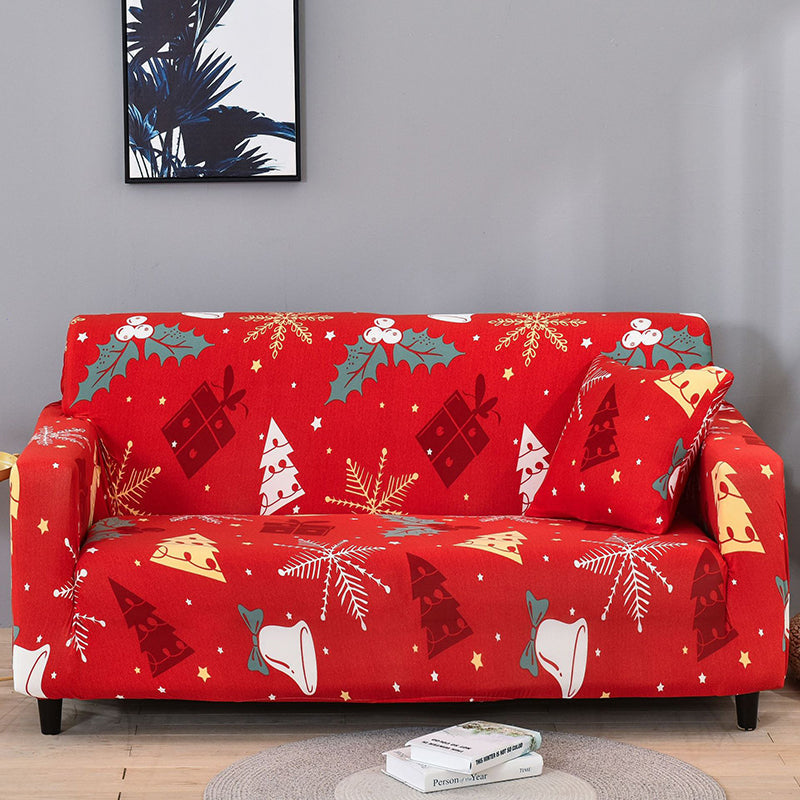 Stretch Christmas Sofa Cover with Festive Prints