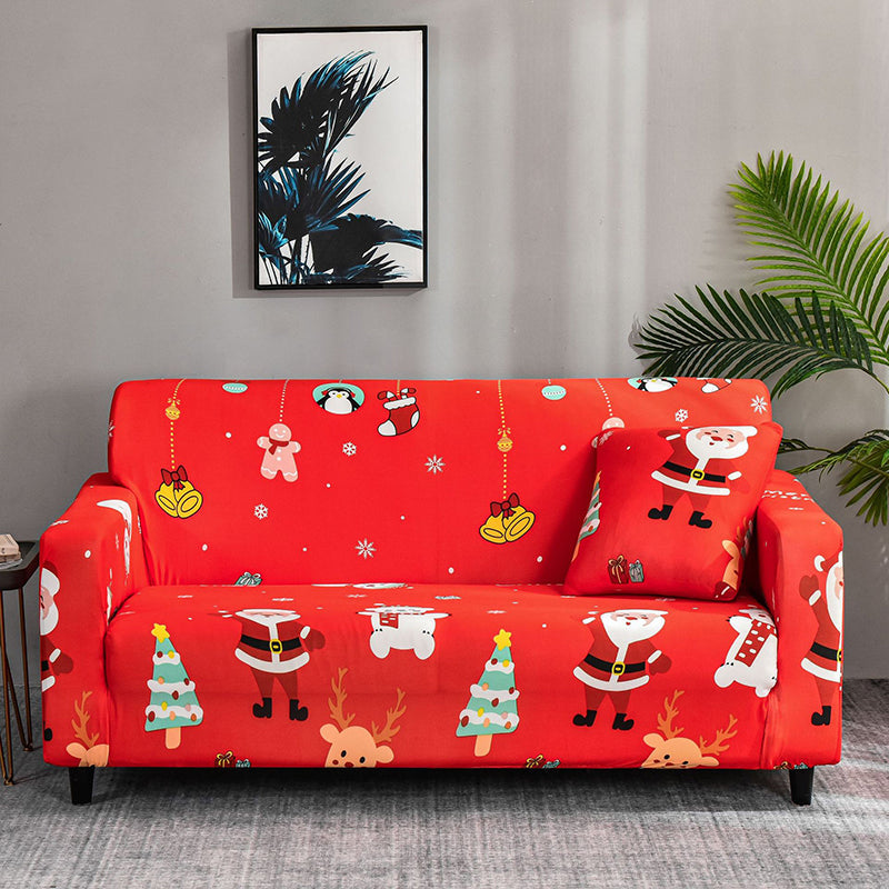 Stretch Christmas Sofa Cover with Festive Prints