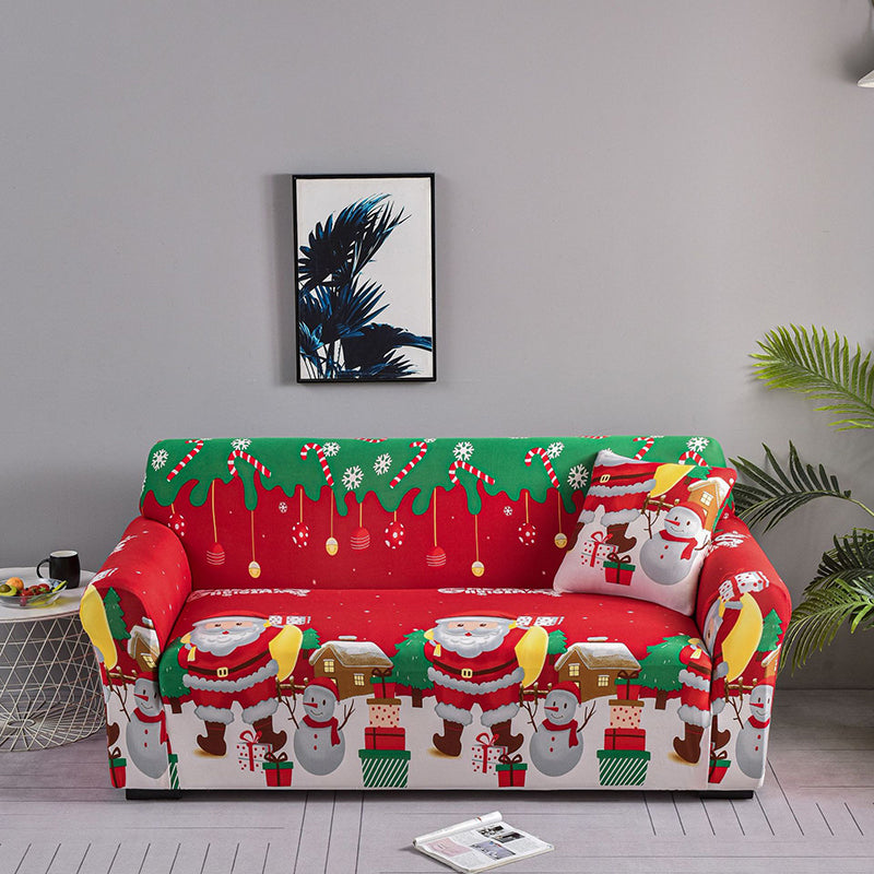 Stretch Christmas Sofa Cover with Festive Prints