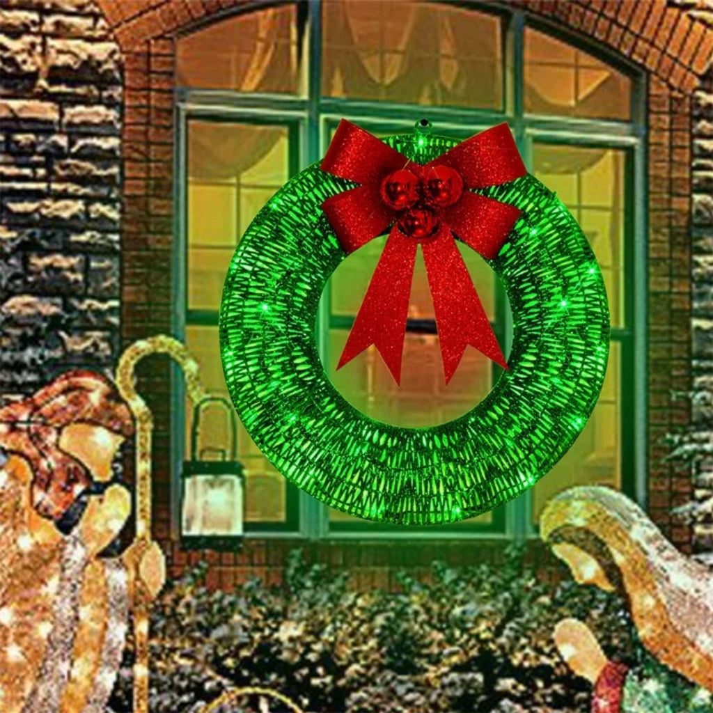 Gold or Green LED Christmas Wreath, 50 cm