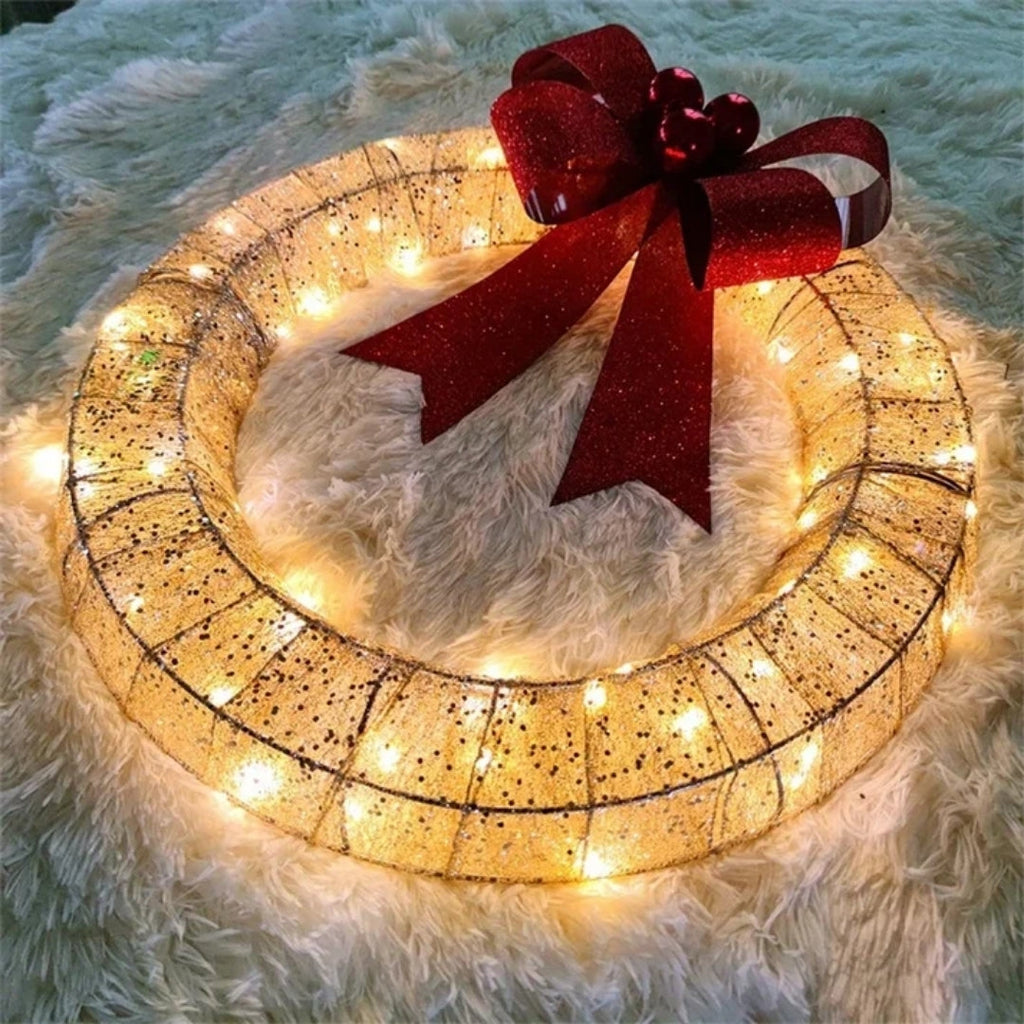 Gold or Green LED Christmas Wreath, 50 cm