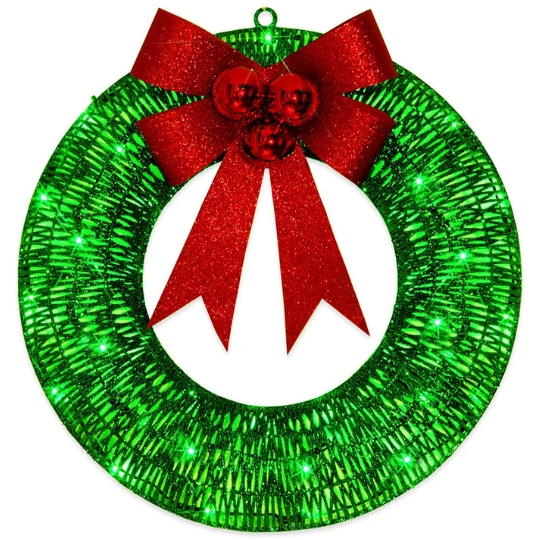 Gold or Green LED Christmas Wreath, 50 cm