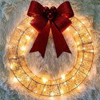 Gold or Green LED Christmas Wreath, 50 cm