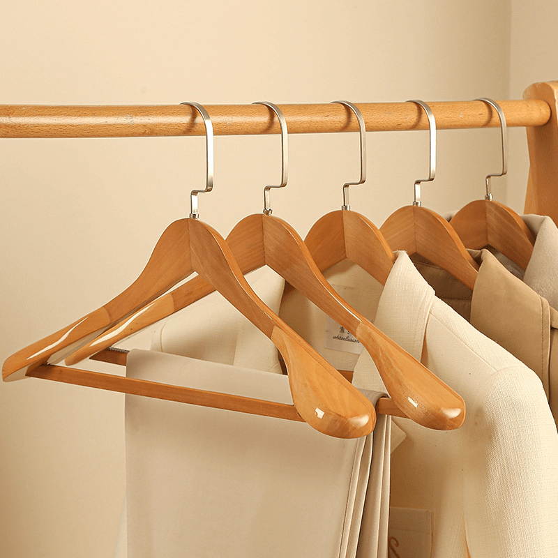 Curved Wooden Clothes Hangers, Set of 4