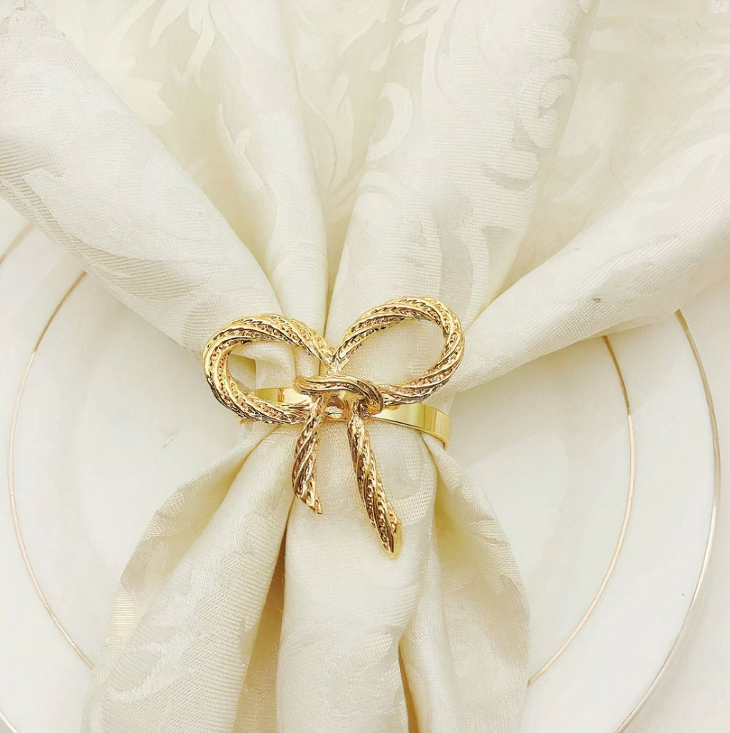 Metal Bow Napkin Rings, Set of 6