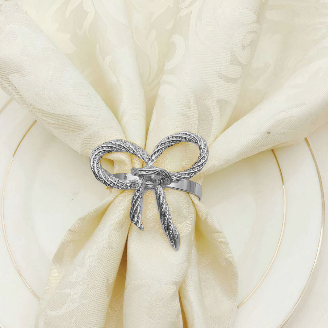 Metal Bow Napkin Rings, Set of 6