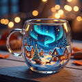 Decorative Glass Mug with Winter Landscape Design
